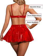 Conjunto de 4 piezas de lencería de conejita de Avidlove para cosplay, de cuero, con aros y cadenas, con recortes para Halloween